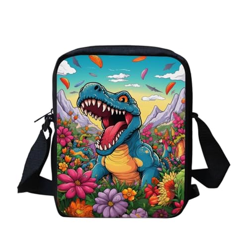 bqabhu Axolotl Kleine Umhängetasche für Damen und Herren, Kuriertasche für Reisen und Einkaufen, Dinosaurier 3, Einheitsgröße von bqabhu