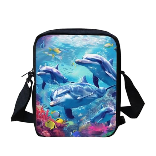 bqabhu Axolotl Kleine Umhängetasche für Damen und Herren, Kuriertasche für Reisen und Einkaufen, Dolphin 3, Einheitsgröße von bqabhu