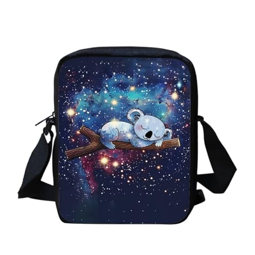 bqabhu Axolotl Kleine Umhängetasche für Damen und Herren, Kuriertasche für Reisen und Einkaufen, Galaxy Koala 3, Einheitsgröße von bqabhu