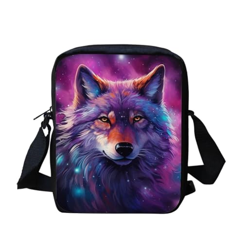 bqabhu Axolotl Kleine Umhängetasche für Damen und Herren, Kuriertasche für Reisen und Einkaufen, Galaxy Wolf 3, Einheitsgröße von bqabhu