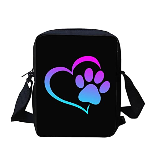 bqabhu Axolotl Kleine Umhängetasche für Damen und Herren, Kuriertasche für Reisen und Einkaufen, Hundepfotenabdruck, Einheitsgröße von bqabhu