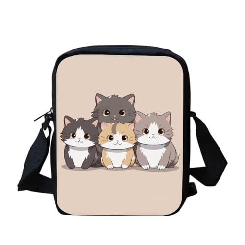 bqabhu Axolotl Kleine Umhängetasche für Damen und Herren, Kuriertasche für Reisen und Einkaufen, Katze 2, Einheitsgröße von bqabhu