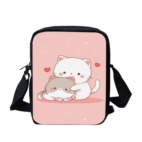 bqabhu Axolotl Kleine Umhängetasche für Damen und Herren, Kuriertasche für Reisen und Einkaufen, Kawaii Cat 3, Einheitsgröße von bqabhu