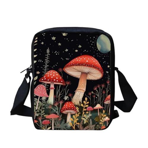 bqabhu Axolotl Kleine Umhängetasche für Damen und Herren, Kuriertasche für Reisen und Einkaufen, Mushroom 3, Einheitsgröße von bqabhu