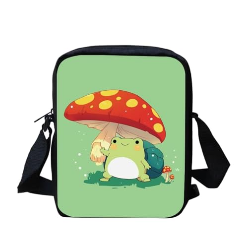 bqabhu Axolotl Kleine Umhängetasche für Damen und Herren, Kuriertasche für Reisen und Einkaufen, Pilzfrosch 3, Einheitsgröße von bqabhu