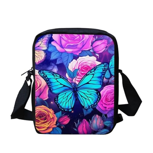 bqabhu Axolotl Kleine Umhängetasche für Damen und Herren, Kuriertasche für Reisen und Einkaufen, Schmetterling 3, Einheitsgröße von bqabhu