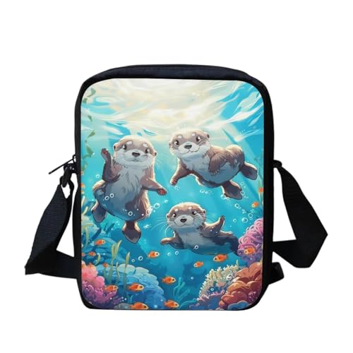 bqabhu Axolotl Kleine Umhängetasche für Damen und Herren, Kuriertasche für Reisen und Einkaufen, Sea Otter 3, Einheitsgröße von bqabhu