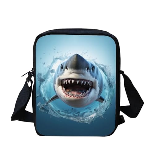 bqabhu Axolotl Kleine Umhängetasche für Damen und Herren, Kuriertasche für Reisen und Einkaufen, Shark 2, Einheitsgröße von bqabhu