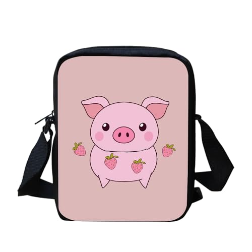 bqabhu Axolotl Kleine Umhängetasche für Damen und Herren, Kuriertasche für Reisen und Einkaufen, Strawberry Pig, Einheitsgröße von bqabhu