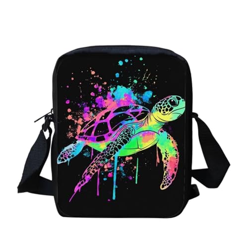 bqabhu Galaxy Axolotl Kleine Kuriertasche, bedruckt, Mini-Umhängetasche, Handtasche, Reisen, tragbare Handytasche, Geldbörse, Batik-Meeresschildkröte, Einheitsgröße von bqabhu