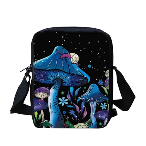 bqabhu Galaxy Axolotl Kleine Kuriertasche, bedruckt, Mini-Umhängetasche, Handtasche, Reisen, tragbare Handytasche, Geldbörse, Pilzschnecke, Einheitsgröße von bqabhu