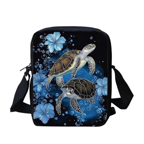 bqabhu Galaxy Axolotl Kleine Kuriertasche, bedruckt, Mini-Umhängetasche, Handtasche, Reisen, tragbare Handytasche, Geldbörse, Polyesische Meeresschildkröte, Einheitsgröße von bqabhu