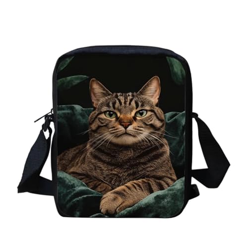 bqabhu Galaxy Axolotl Kleine Kuriertasche, bedruckt, Mini-Umhängetasche, Handtasche, Reisen, tragbare Handytasche, Geldbörse, Realistische Katze, Einheitsgröße von bqabhu