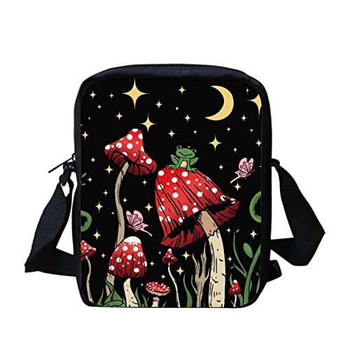 bqabhu Galaxy Axolotl Kleine Kuriertasche, bedruckt, Mini-Umhängetasche, Handtasche, Reisen, tragbare Handytasche, Geldbörse, Süßer Pilz, Einheitsgröße von bqabhu
