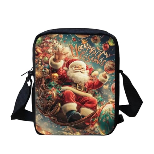 bqabhu Galaxy Axolotl Kleine Kuriertasche, bedruckt, Mini-Umhängetasche, Handtasche, Reisen, tragbare Handytasche, Geldbörse, Weihnachtsmann, Einheitsgröße von bqabhu