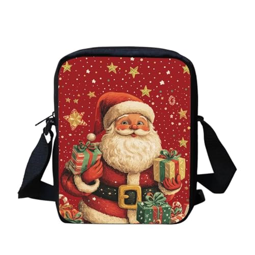 bqabhu Galaxy Axolotl Kleine Kuriertasche, bedruckt, Mini-Umhängetasche, Handtasche, Reisen, tragbare Handytasche, Geldbörse, Weihnachtsmann, Einheitsgröße von bqabhu