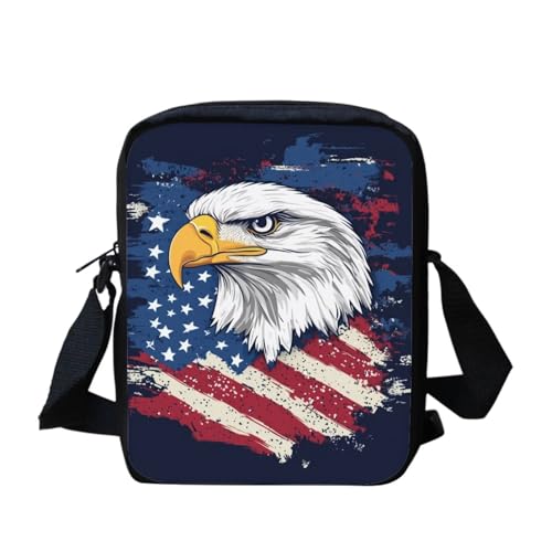 bqabhu Kleine Kuriertasche für Damen, amerikanische Flagge, für Kinder, Schule, Mini-Packs, Clutch-Geldbörse, American Flag Eagle, Einheitsgröße von bqabhu