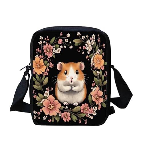 bqabhu Kleine Kuriertasche für Damen, amerikanische Flagge, für Kinder, Schule, Mini-Packs, Clutch-Geldbörse, Meerschweinchen-Blumenmuster, Einheitsgröße von bqabhu