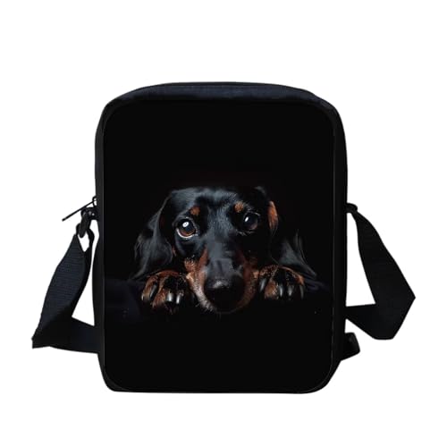 bqabhu Moon Mushroom Butterfly Crossbody Taschen Schultertasche Handtasche, Schwarzer Dackel, Einheitsgröße von bqabhu
