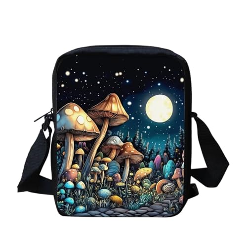bqabhu Moon Mushroom Butterfly Crossbody Taschen Schultertasche Handtasche, Trippy Pilz, Einheitsgröße von bqabhu