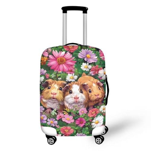 bqabhu Rosa Marmor-Textur-Gepäckabdeckung für Reisen – Damen Kofferschutz, elastischer und tragbarer Koffer, Staubschutz, Blumenhamster, XL fits 29-32 inch Suitcase, Gepäckabdeckung von bqabhu