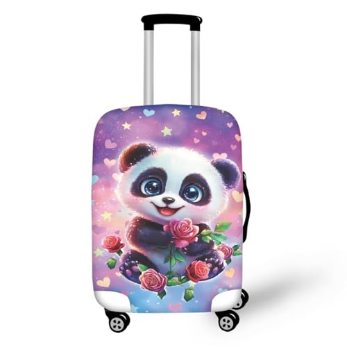 bqabhu Rosa Marmor-Textur-Gepäckabdeckung für Reisen – Damen Kofferschutz, elastischer und tragbarer Koffer, Staubschutz, Erdbeer-Panda, L fits 25-28 inch Suitcase, Gepäckabdeckung von bqabhu