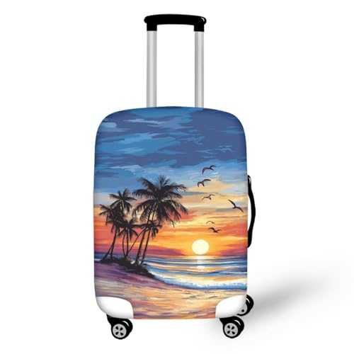 bqabhu Rosa Marmor-Textur-Gepäckabdeckung für Reisen – Damen Kofferschutz, elastischer und tragbarer Koffer, Staubschutz, Hawaii Dusk Beach, XL fits 29-32 inch Suitcase, Gepäckabdeckung von bqabhu