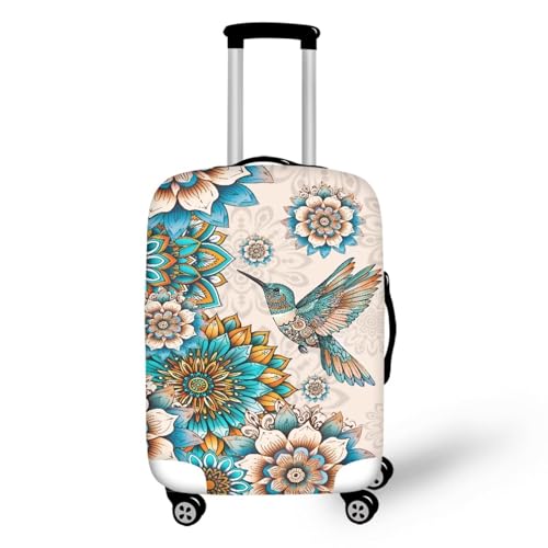 bqabhu Rosa Marmor-Textur-Gepäckabdeckung für Reisen – Damen Kofferschutz, elastischer und tragbarer Koffer, Staubschutz, Kolibri-Lotusdruck, L fits 25-28 inch Suitcase, Gepäckabdeckung von bqabhu