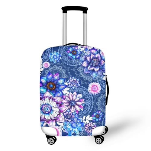 bqabhu Rosa Marmor-Textur-Gepäckabdeckung für Reisen – Damen Kofferschutz, elastischer und tragbarer Koffer, Staubschutz, Lila Hippie Lotus, XL fits 29-32 inch Suitcase, Gepäckabdeckung von bqabhu