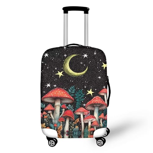 bqabhu Rosa Marmor-Textur-Gepäckabdeckung für Reisen – Damen Kofferschutz, elastischer und tragbarer Koffer, Staubschutz, Mushroom Moon Star, XL fits 29-32 inch Suitcase, Gepäckabdeckung von bqabhu