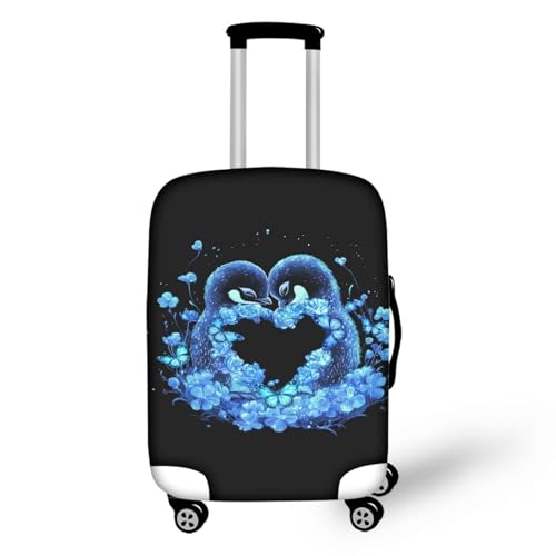 bqabhu Rosa Marmor-Textur-Gepäckabdeckung für Reisen – Damen Kofferschutz, elastischer und tragbarer Koffer, Staubschutz, Pärchen-Pinguin, L fits 25-28 inch Suitcase, Gepäckabdeckung bqabhu Rosa Marmor-Textur-Gepäckabdeckung für Reisen – Damen Kofferschutz, elastischer und tragbarer Koffer, Staubschutz, Pärchen-Pinguin, L fits 25-28 inch Suitcase, Gepäckabdeckung von bqabhu