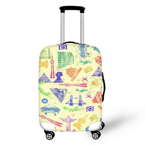 bqabhu Rosa Marmor-Textur-Gepäckabdeckung für Reisen – Damen Kofferschutz, elastischer und tragbarer Koffer, Staubschutz, Reisearchitektur, M fits 22-24 inch Suitcase, Gepäckabdeckung von bqabhu