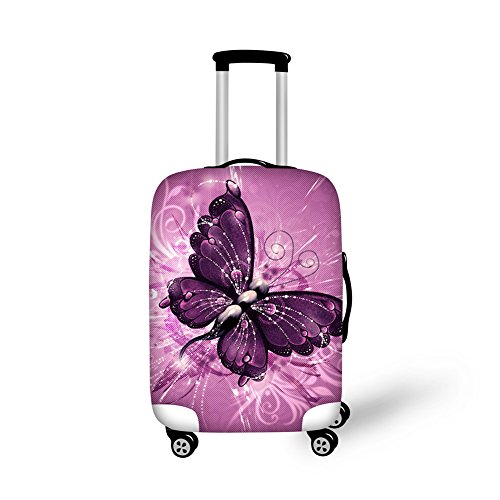 bqabhu Rosa Marmor-Textur-Gepäckabdeckung für Reisen – Damen Kofferschutz, elastischer und tragbarer Koffer, Staubschutz, Schmetterling 1, M fits 22-24 inch Suitcase, Gepäckabdeckung von bqabhu