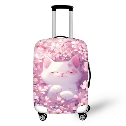 bqabhu Rosa Marmor-Textur-Gepäckabdeckung für Reisen – Damen Kofferschutz, elastischer und tragbarer Koffer, Staubschutz, Schöne rosa Katze, M fits 22-24 inch Suitcase, Gepäckabdeckung bqabhu Rosa Marmor-Textur-Gepäckabdeckung für Reisen – Damen Kofferschutz, elastischer und tragbarer Koffer, Staubschutz, Schöne rosa Katze, M fits 22-24 inch Suitcase, Gepäckabdeckung von bqabhu