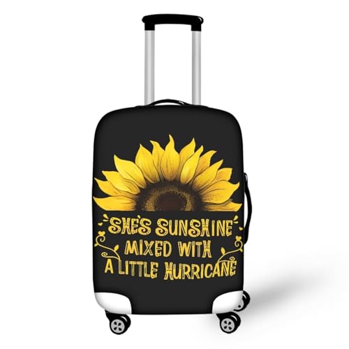 bqabhu Rosa Marmor-Textur-Gepäckabdeckung für Reisen – Damen Kofferschutz, elastischer und tragbarer Koffer, Staubschutz, Sonnenblume Sonnenscheingelb, M fits 22-24 inch Suitcase, Gepäckabdeckung von bqabhu