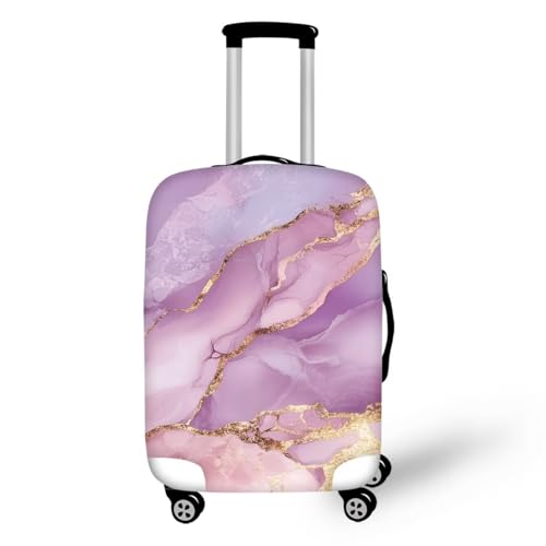 bqabhu Rosa Marmor-Textur-Gepäckabdeckung für Reisen – Damen Kofferschutz, elastischer und tragbarer Koffer, Staubschutz, Textur Marmor Rosa, L fits 25-28 inch Suitcase, Gepäckabdeckung von bqabhu