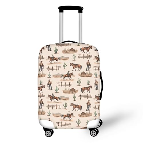 bqabhu Rosa Marmor-Textur-Gepäckabdeckung für Reisen – Damen Kofferschutz, elastischer und tragbarer Koffer, Staubschutz, Western-Cowboy-Pferd, M fits 22-24 inch Suitcase, Gepäckabdeckung von bqabhu