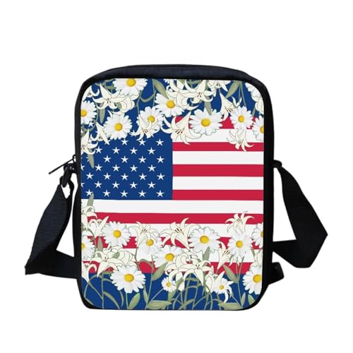 bqabhu Southwest Navajo Umhängetasche mit Aztekenpferd, klein, für die Schule, Crossbody-Tasche für Damen, Amerikanische Flagge, Gänseblümchen, Einheitsgröße von bqabhu