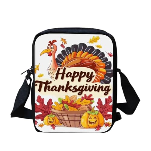 bqabhu Southwest Navajo Umhängetasche mit Aztekenpferd, klein, für die Schule, Crossbody-Tasche für Damen, Happy Thanksgiving Day Cartoon Türkei, Einheitsgröße von bqabhu