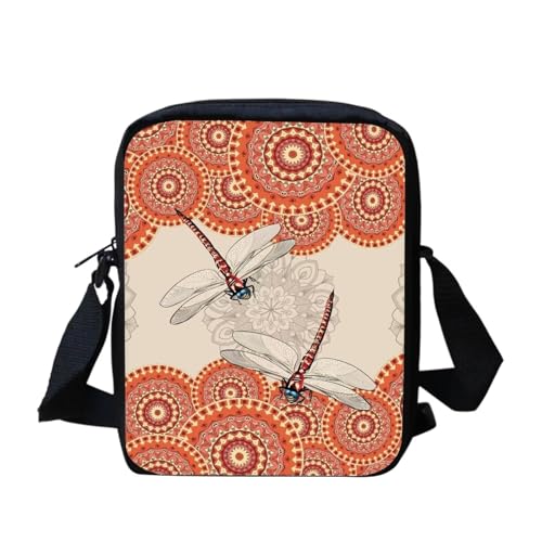bqabhu Southwest Navajo Umhängetasche mit Aztekenpferd, klein, für die Schule, Crossbody-Tasche für Damen, Mandala Libelle, Einheitsgröße von bqabhu