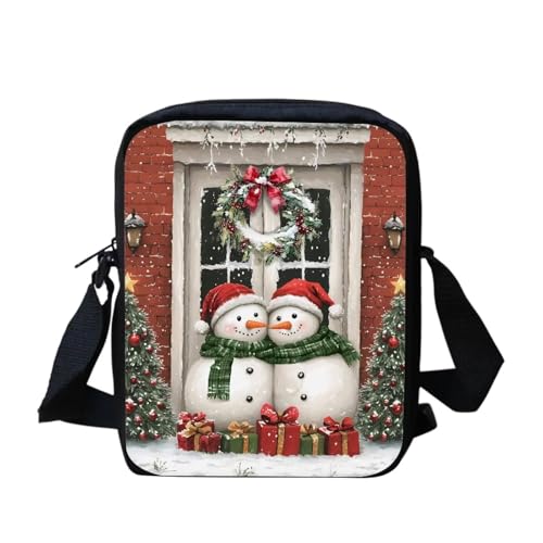 bqabhu Southwest Navajo Umhängetasche mit Aztekenpferd, klein, für die Schule, Crossbody-Tasche für Damen, Niedlicher Schneemann, Einheitsgröße von bqabhu