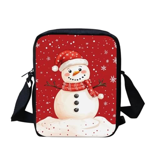 bqabhu Southwest Navajo Umhängetasche mit Aztekenpferd, klein, für die Schule, Crossbody-Tasche für Damen, Roter Weihnachtsschneemann, Einheitsgröße von bqabhu