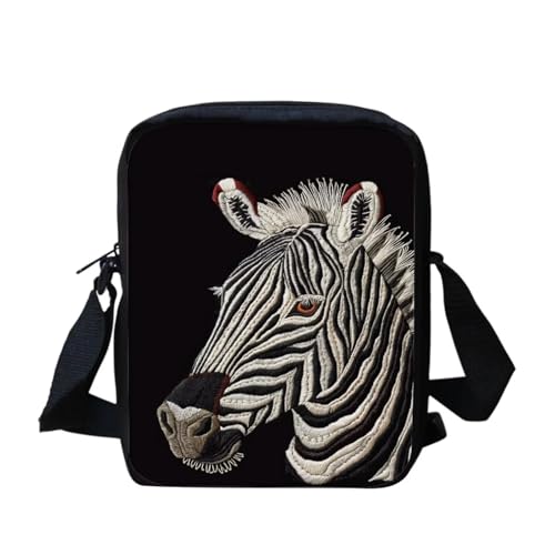 bqabhu Southwest Navajo Umhängetasche mit Aztekenpferd, klein, für die Schule, Crossbody-Tasche für Damen, Schwarz/Zebramuster, Einheitsgröße von bqabhu