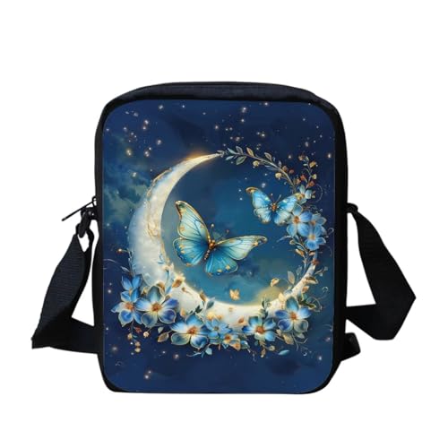 bqabhu Süße Koala Damen Messenger Bag Schulter Crossbody Umhängetasche mit verstellbarem Riemen, Blue Butterfly Moon, Einheitsgröße von bqabhu