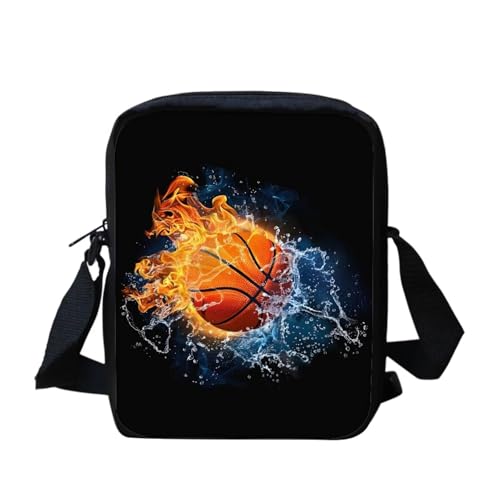 bqabhu Süße Koala Damen Messenger Bag Schulter Crossbody Umhängetasche mit verstellbarem Riemen, Feuer- und Wasser-Basketball, Einheitsgröße von bqabhu