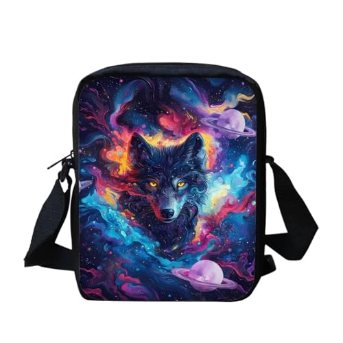 bqabhu Süße Koala Damen Messenger Bag Schulter Crossbody Umhängetasche mit verstellbarem Riemen, Galaxy Wolf, Einheitsgröße von bqabhu