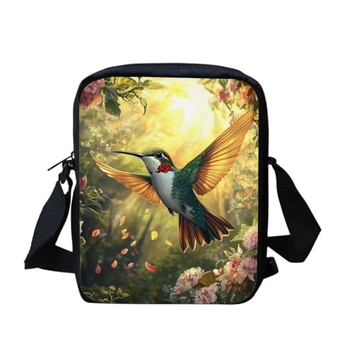 bqabhu Süße Koala Damen Messenger Bag Schulter Crossbody Umhängetasche mit verstellbarem Riemen, Kolibri Floral, Einheitsgröße von bqabhu
