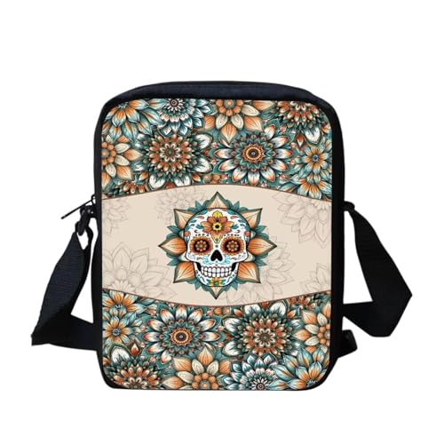 bqabhu Süße Koala Damen Messenger Bag Schulter Crossbody Umhängetasche mit verstellbarem Riemen, Mandala-Totenkopf, Einheitsgröße von bqabhu