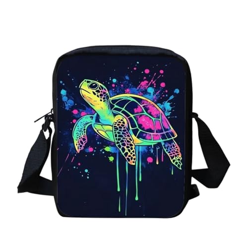 bqabhu Süße Koala Damen Messenger Bag Schulter Crossbody Umhängetasche mit verstellbarem Riemen, Neon Sea Turtle, Einheitsgröße von bqabhu