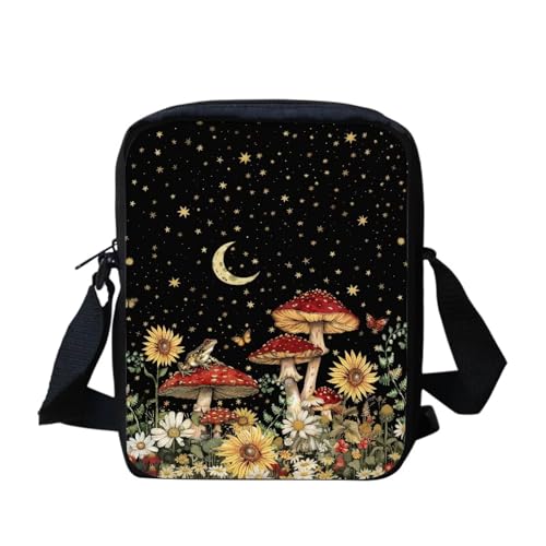 bqabhu Süße Koala Damen Messenger Bag Schulter Crossbody Umhängetasche mit verstellbarem Riemen, Niedlicher Pilzmond, Einheitsgröße von bqabhu